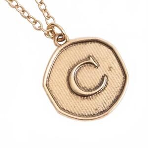 NEW FUNKY MONKEY women's initial letter c coin layering necklace in gold